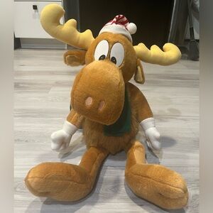 VINTAGE 90s Rocky &‎ Bullwinkle
large stuffed animal plush... with Santa Hat